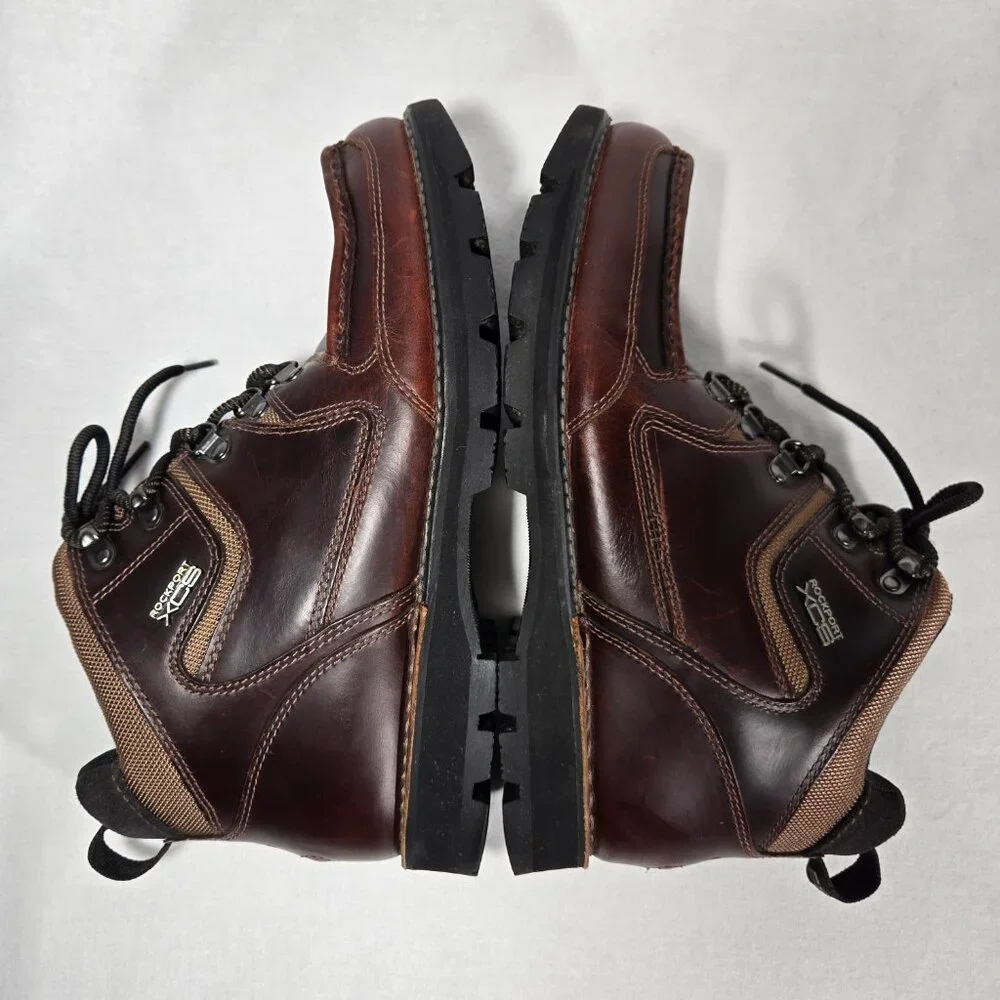 ROCKPORT XCS Burgundy & Brown Leather HIDRO-SHIELD Waterproof Boots Men Size 10 - Picture 11 of 17
